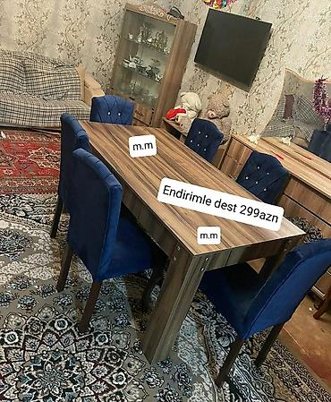 6 stul: Mətbəx üçün, Yeni, Açılmayan, Dördbucaq masa, 6 stul — 4