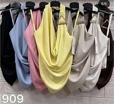 dylan blue: Majica crop top bez rukava sa drapiranim „waterfall“ dekolteom i — 6