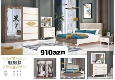 Yataq otağı dəstləri: İkinəfərlik çarpayı, Termo, Dolab, 2 tumba, Azərbaycan, Yeni — 6