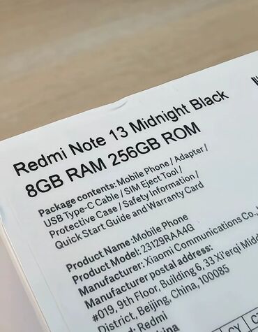 Redmi: Redmi Note 13, 256 GB, rəng - Qara, Sensor — 8