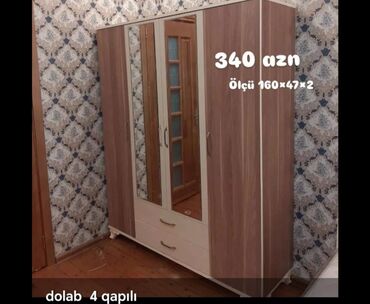 Мебель: Новый, Распашной, 4 двери Прямой шкаф, Гардеробный шкаф, Азербайджан