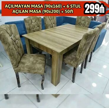 Divanlar: Qonaq otağı üçün, Yeni, Açılmayan, Dördbucaq masa, 6 stul, Azərbaycan