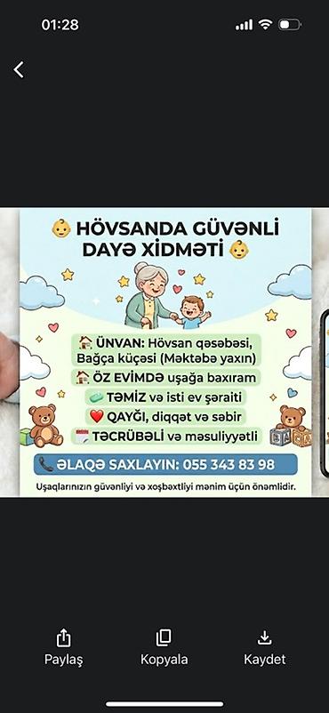 qapi evi: Hövsanda güvənli dayə xidməti - Ünvan: Hövsan qəsəbəsi, Bağça küçəsi — 1