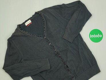 Ubrania damskie: Sweter rozpinany, L (EU 40), wzór - Jednolity kolor, kolor - Czarny