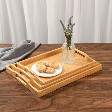 Digər qab-qacaq və mətbəx ləvazimatları: Podnos
3-lü dest
bamboo material
