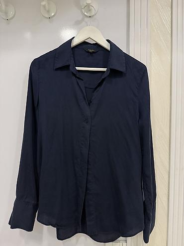 klassik geyim: Massimo Dutti qadın köynəyi - Rəng: tünd göy (navy) - Model: klassik — 1
