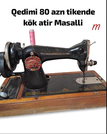 Əntiq əşyalar: Qədimi tikiş maşını - Mexaniki, stolüstü model - Ağır metal korpus — 1