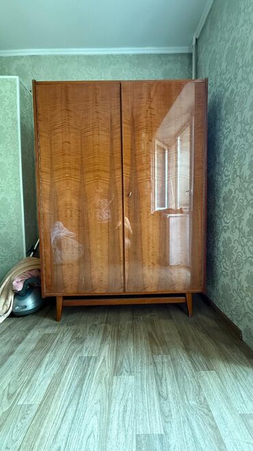 шкаф и настенные книжные полки: Кийим салуучу шкаф, Колдонулган, Түз, Жыгач