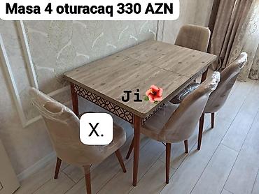 Masa və 4 nəfərlik oturacaq dəsti - Dəst: 1 ədəd yemək masası + 4