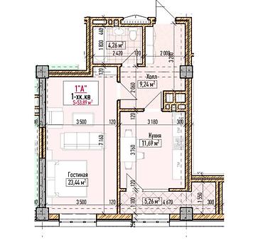 Продажа квартир: 1 комната, 54 м², Асанбай мкр Элитка, 9 этаж, ПСО (под самоотделку) — 3