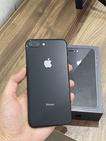 iphone 8 plus qiymeti islenmis: IPhone 8 Plus, 64 GB, Qara, Barmaq izi, Simsiz şarj