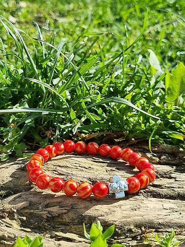 Narukvice: Kalist ručno rađene kamene brojanice od crvenog ahata, sa blagoslovom — 7