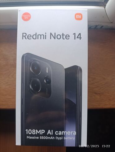 Xiaomi: Xiaomi Redmi Note 14, 256 GB, rəng - Qara, 
 Zəmanət, Sensor, Barmaq izi