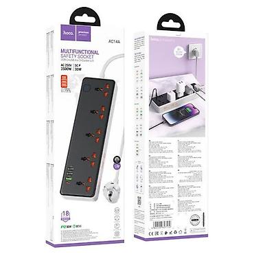 elektron defter: Hoco AC14A – 5 rozetkalı, USB-C 30W və 3×USB-A çıxışlı universal — 1