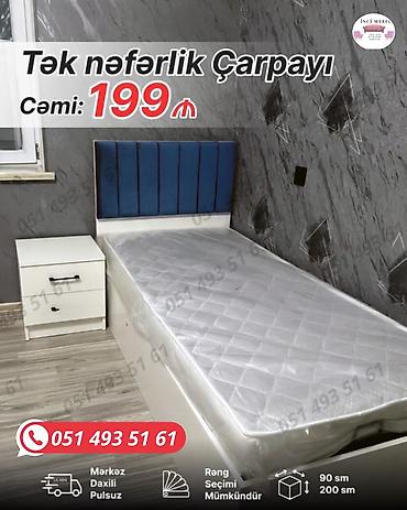 embawood dolab: Yeni, Təknəfərlik çarpayı, Bazalı, Matras ilə, Siyirməsiz, Azərbaycan — 1