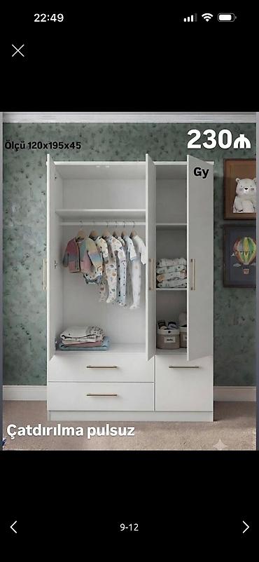 Ev və bağ: Uşaq otağı üçün 3 qapılı paltar dolabı - Ölçü: 120 x 195 x 45 sm — 1