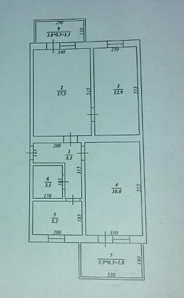 ismayilli ev satisi: Bakı, 3 otaqlı, Köhnə tikili, 62 kv. m — 2