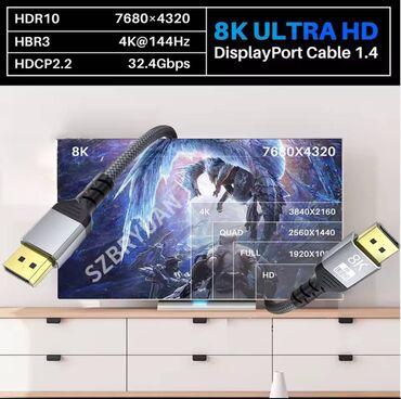 Druga oprema za računare i laptopove: 8K Displayport kabel DP1.4 144Hz 165Hz Video Audio kabel na lalafo.rs — 10 Druga oprema za računare i laptopove: 8K Displayport kabel DP1.4 144Hz 165Hz Video Audio kabel — 10