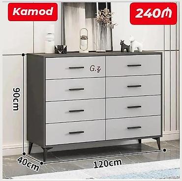 Kamod – 8 çekmecəli komod Ölçülər: - Uzunluq: 120 sm - Hündürlük: 90