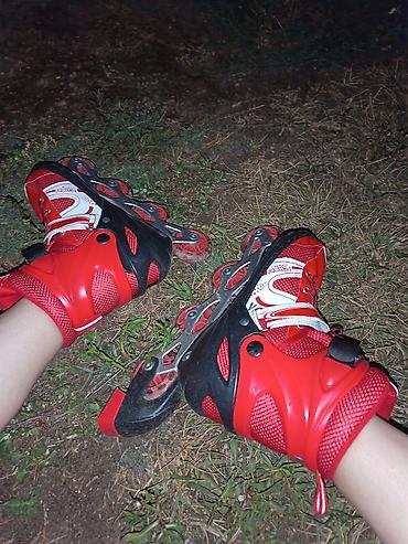 Uşaq üçün tənzimlənən inline konkis (roller skates) – qırmızı/ağ — 3