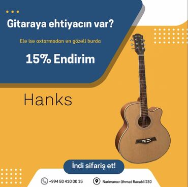 gitara jolana tornado: Hanks akustik gitara

Endirimlə 260 azn deyil 220 azn