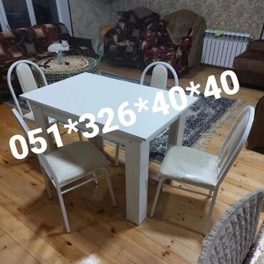 Masa və oturacaq dəstləri: Mətbəx üçün, Yeni, Açılmayan, Kvadrat masa, 4 stul — 14