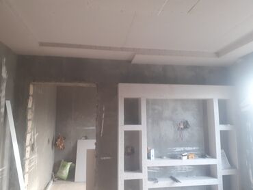 Tavan işləri: Gips karton asma tavan işi - Otaqlar üçün modern iki səviyyəli asma — 16