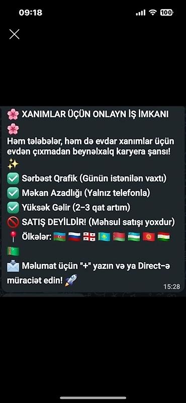 iş elanları xanımlar ucun: Çağrı mərkəzi operatoru tələb olunur, Yalnız qadınlar üçün, İstənilən yaş, Təcrübəsiz — 1