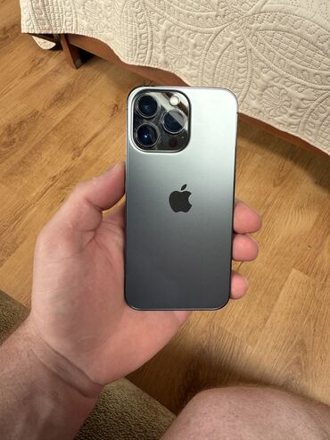 литий железофосфатные аккумуляторы: IPhone 13 Pro Max, Колдонулган, 128 ГБ, Natural Titanium, Куту, 82 %