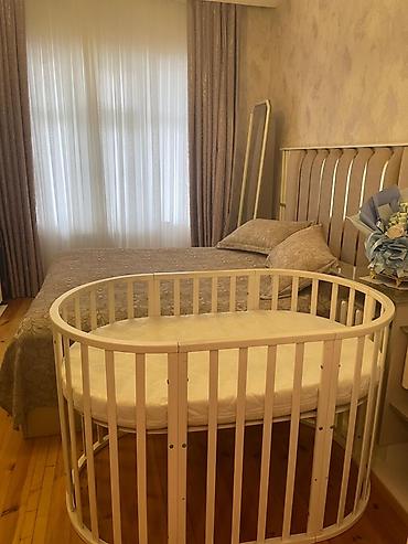 Beşiklər: Oval formalı modul uşaq beşiyi - Material: möhkəm ağac karkas, ağ — 1