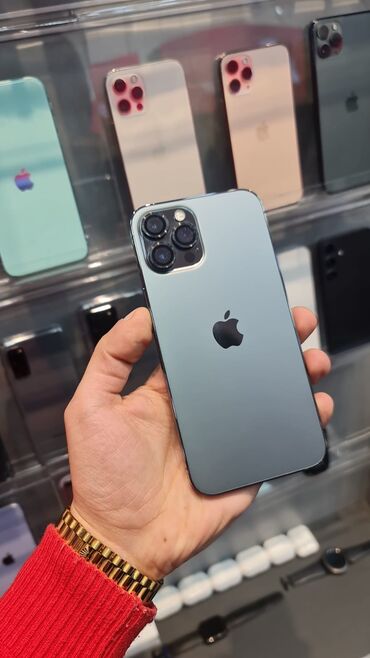 Apple iPhone: IPhone 12 Pro Max, 128 GB, Black Titanium, Zəmanət, Barmaq izi, Simsiz şarj