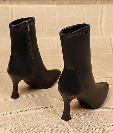 manikur pedikur aparatlari: Qadınlar üçün qara qısa çəkmə (ankle boot) - Model: sivri burunlu — 2