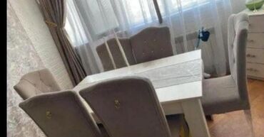 ders masaları: Qonaq otağı üçün, İşlənmiş, Dördbucaq masa, 6 stul