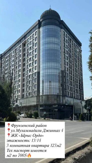 дом панфиловский район: 3 бөлмө, 123 кв. м, Элитка, 13 кабат, ПСО (өзү оңдоп түзөтүп бүтүү үчүн)