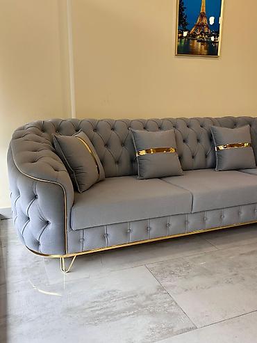 cester divani: L-şəkilli dəbli künc divan - Rəng: açıq boz (kül rəngi) - Üslub — 4