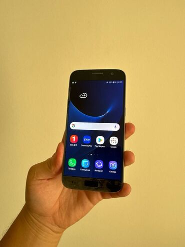 телефонду: Samsung Galaxy S7, Б/у, 32 ГБ, цвет - Черный, 2 SIM