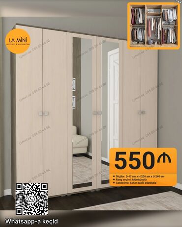 Divanlar: Açılan, 5 qapı Düz dolab, Qarderob, paltar dolabı