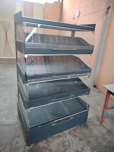 Mağaza avadanlığı: Mağaza üçün vitrinalı çörək/bulka stendi - Material: metal karkas, ön — 4