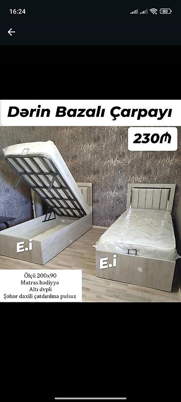 2 el carpayi: Yeni, Təknəfərlik çarpayı, Bazalı, Matras ilə, Siyirməsiz — 1