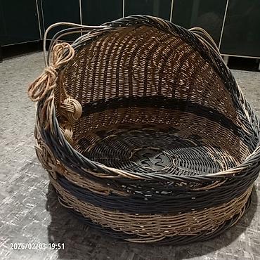 Продажа кошек: Плетеная лежанка для кошек, выполненная в форме головы кошки с ушками — 11