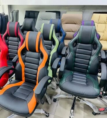 Ofis və oyun kresloları: Yeni, Təkərli, Qolları tənzimlənir, Süni dəri — 8