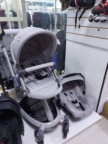 ining baby коляска трансформер: Коляска, цвет - Серебристый, Б/у