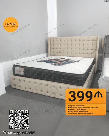 sumqayit taxt: İkinəfərlik çarpayı, Bazalı, Matras ilə, Siyirməsiz