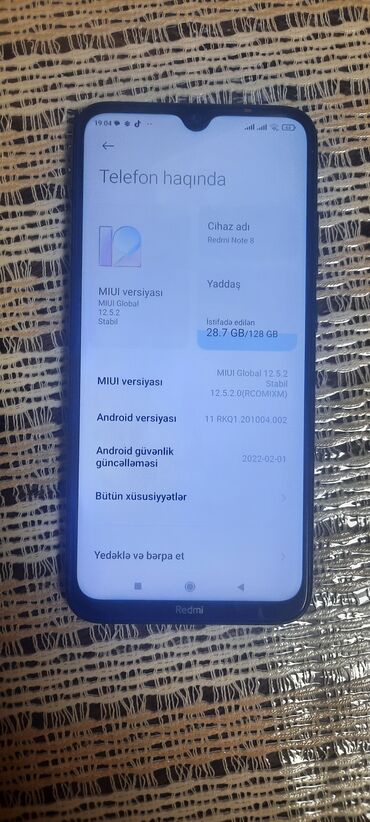 Xiaomi: Xiaomi Redmi Note 8, 128 GB, rəng - Mavi, 
 Sensor, Barmaq izi, İki sim kartlı