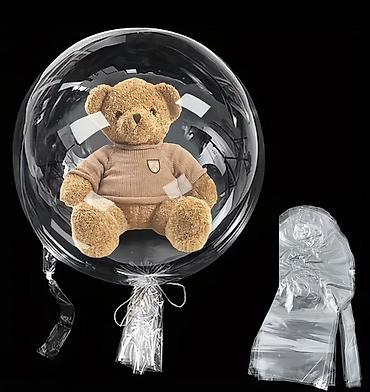 воздушный шары: Прозрачный шар Bubble с плюшевым мишкой внутри - Формат: большой — 1