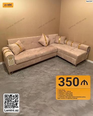 Диваны: Künc divan – kod: 2241 - Ölçülər: 260 × 160 sm - Mexanizm: açılan — 1