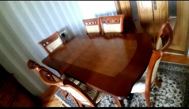 metbex stol stul desti: Для гостиной, Б/у, Нераскладной, Овальный стол, 6 стульев
