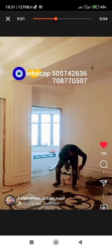 Kafel və metlax: Yaxsi kafel metlax ustasi axtaran buyursun nomrə şəkilin ustədi ama