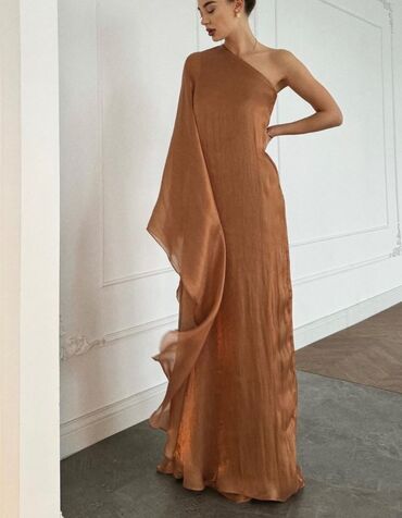 лен платья: Вечернее платье, А-силуэт, Длинная модель, Креп, С рукавами, XS (EU 34)