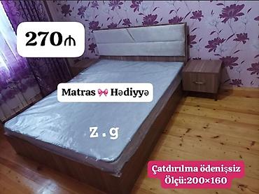 taxt dosəyi: İki nəfərlik taxt 200×160 sm ölçüdə. Yumşaq başlıqla, ağac rəngli — 1
